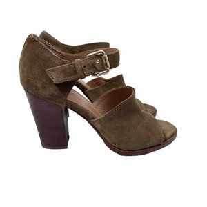 VC SIGNATURE By Vince Camuto Olive Brown Ankle Strap Heels Sandals Size …
